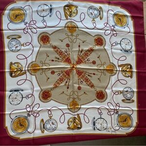 Authentic Rolex 36” 100% burgundy silk carre scarf 35x35 rolled edges RARE